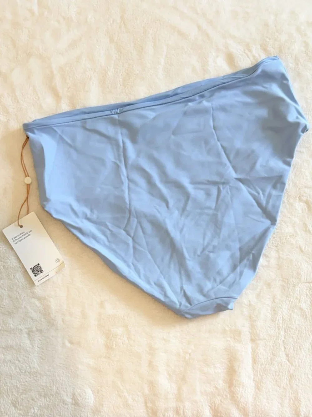 NWT Quince Italian High-Rise Bikini Bottom in Light Blue - Size: Large
